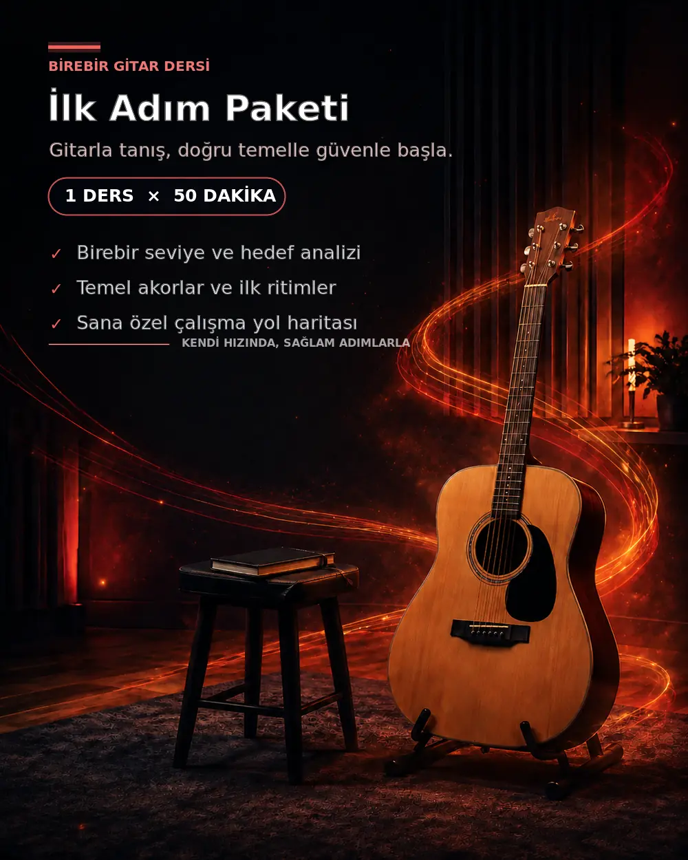İlk Adım Paketi kampanyalı birebir gitar dersi