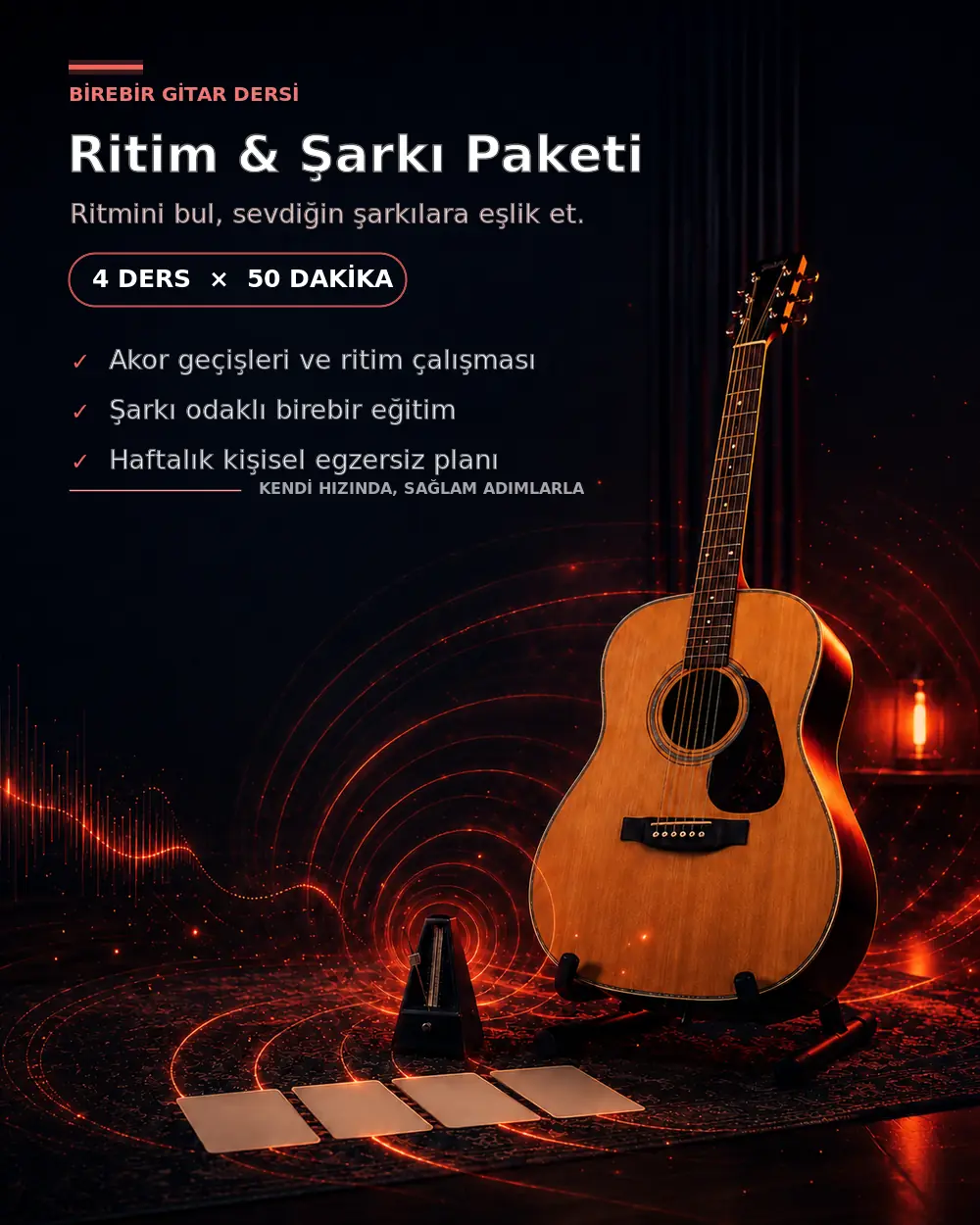 Ritim & Şarkı Paketi kampanyalı birebir gitar dersi